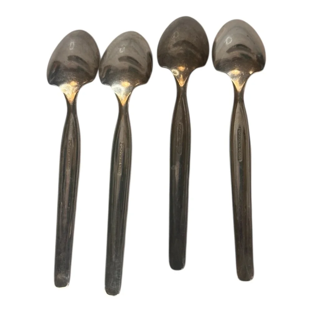 Wm Rogers‎ Mfg Co Flair Silverplate Grapefruit Spoons Serrated Set 4 Vintage MCM